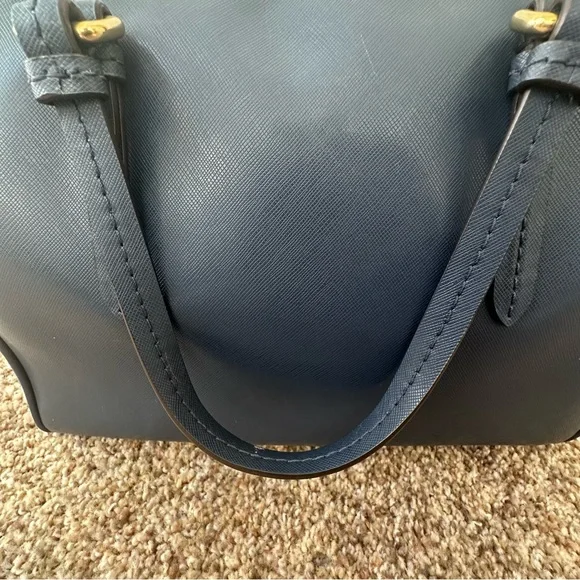 Coach Women's Peyton Leather Nancy Satchel, Navy Blue Handbag - Picture 7 of 14